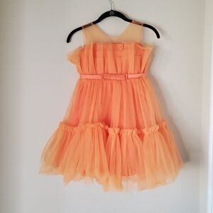 Boutique Girls Tulle Dress Size 130 Size 7/8 Orange